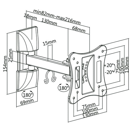 Suport TV de Perete 13-27 Inch CableTech