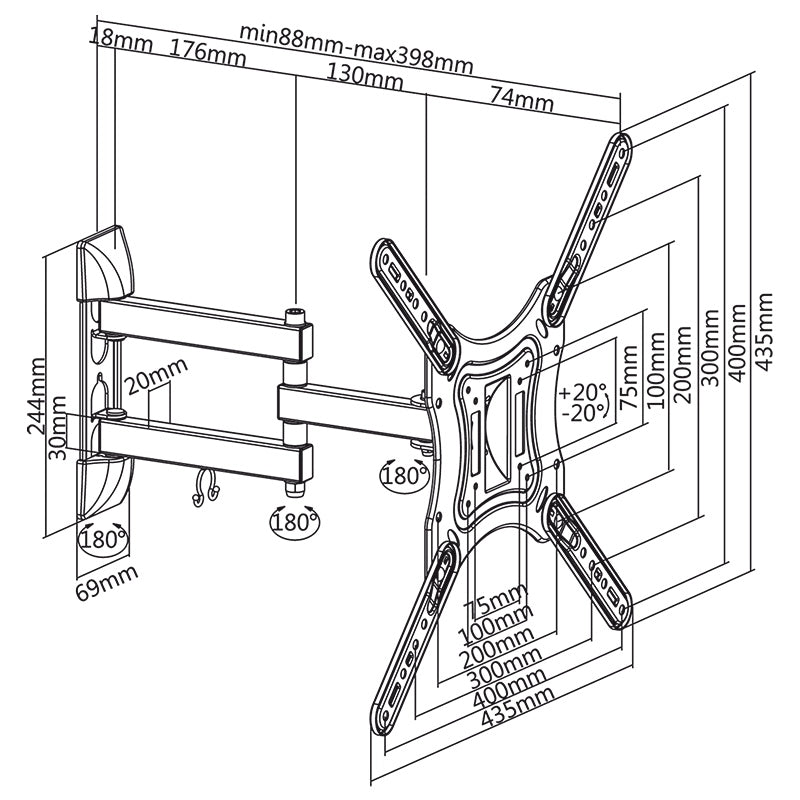 Suport TV de Perete 23-55inch Cabletech Uch 0203