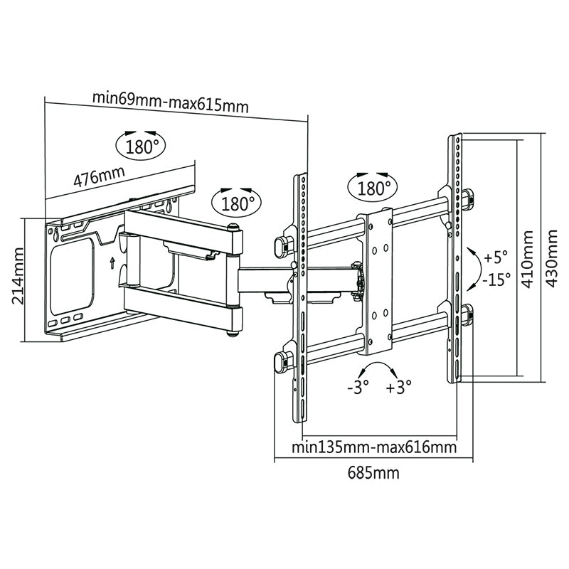 Suport TV de Perete 37-70 Inch Cabletech Uch 0205