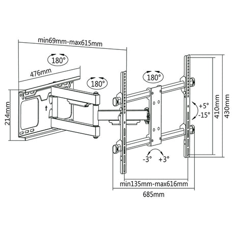 Suport TV de Perete 37-70 Inch Cabletech Uch 0205