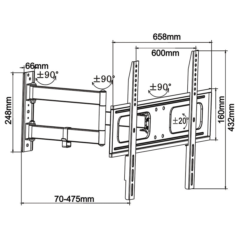 Suport TV de Perete 40-65 Inch Cabletech Uch 0210