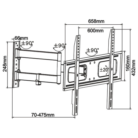 Suport TV de Perete 40-65 Inch Cabletech Uch 0210