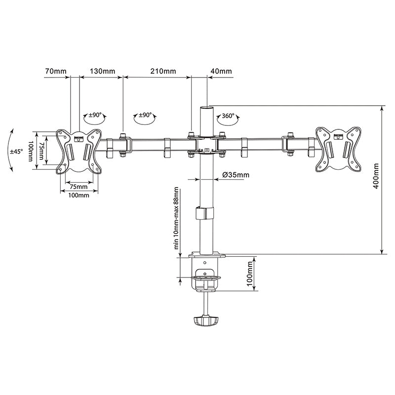 Suport 2 Monitoare 13-27 Inch Uch 0212