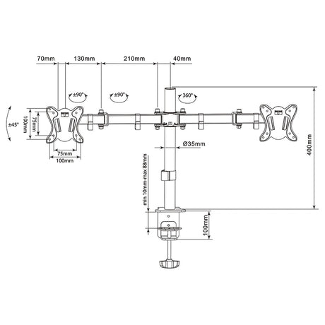 Suport 2 Monitoare 13-27 Inch Uch 0212