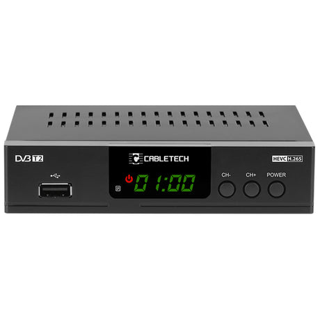 Tuner Dvb-t2 H.265 Hevc LAN Cabletech Urz 0338A cu afisaj LED, USB si Telecomanda