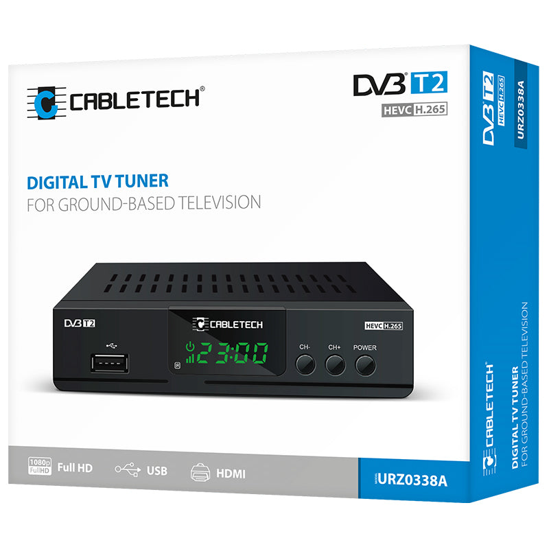 Tuner Dvb-t2 H.265 Hevc LAN Cabletech Urz 0338A cu afisaj LED, USB si Telecomanda