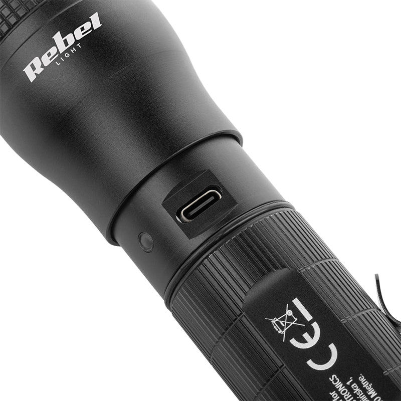 Lanterna Aluminiu cu Acumulator Rebel Urz 0927-1 cu baterie 2200 mAh si USB