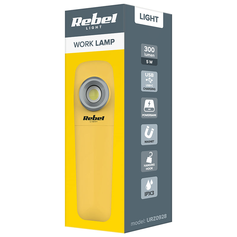 Lampa Atelier COB Rebel Urz 0928 cu baterie 2200 mAh si USB