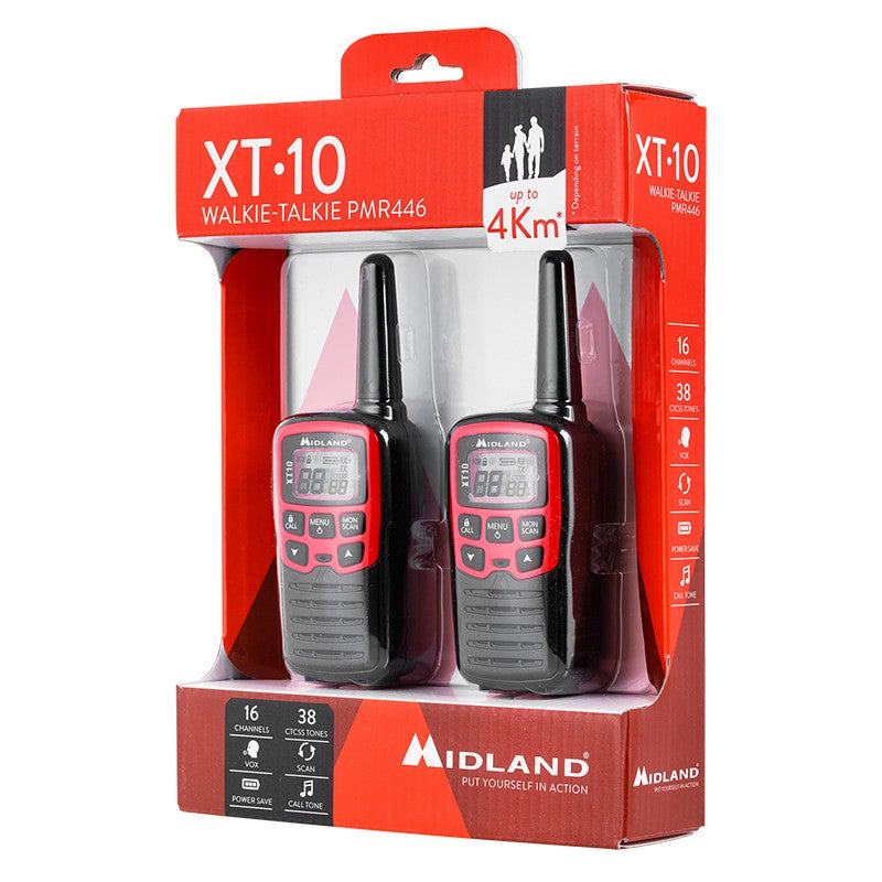 Kit 2 Radio Pmr Walkie Talkie Midland Xt 10 cu baterie reincarcabila