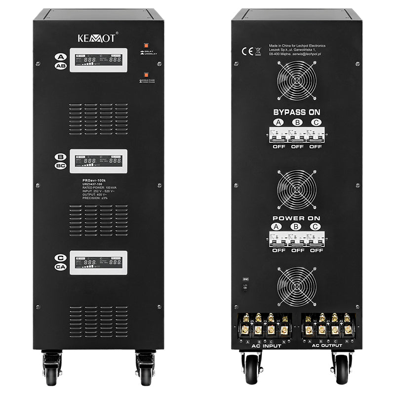 Stabilizator Servomotor Trifazat 100kva Proavr-100k Kem Urz 3437-100 cu afisaj LCD