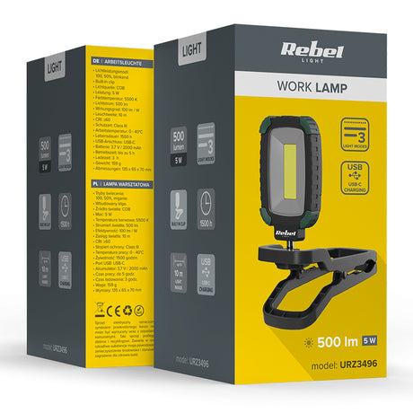 Lampa Atelier LED COB Rebel Urz 3496 cu baterie 2000 mAh si USB