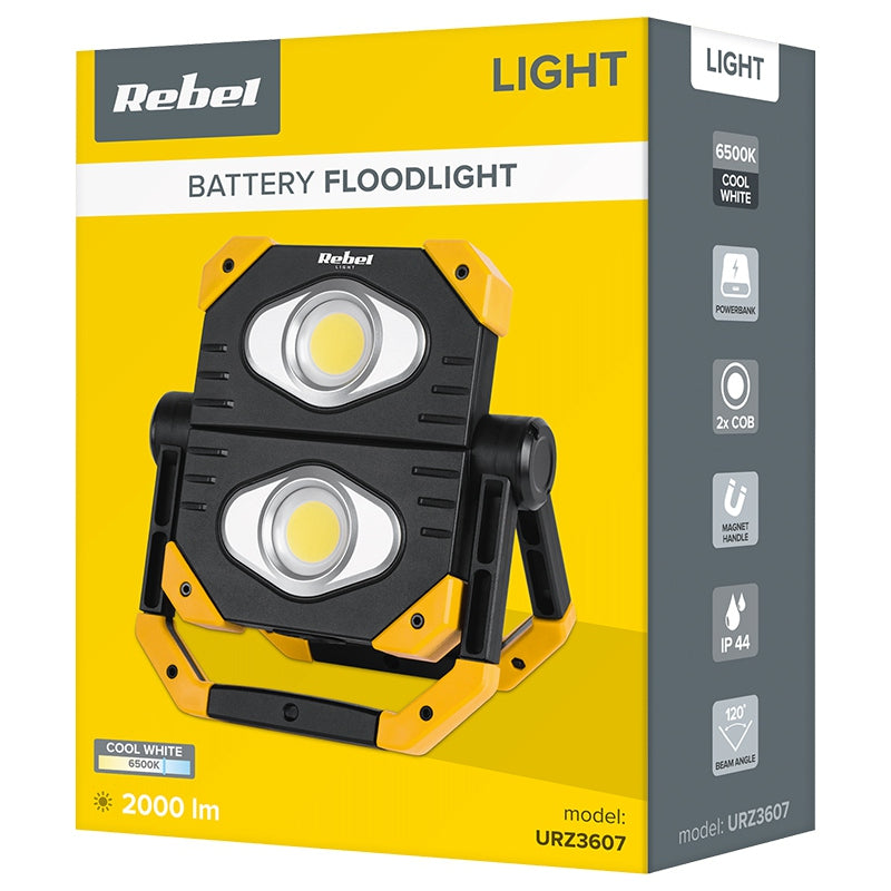Reflector LED 2x COB Acumulator 5ah Rebel Urz 3607 cu baterie reincarcabila si USB