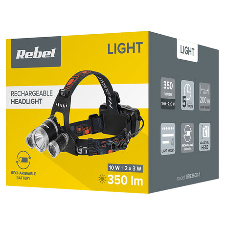 Lanterna Frontala LED 2X 3W 2X Accu 350 Lm Rebel