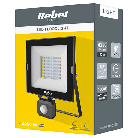 Reflector 4000k cu Senzor Rebel LED 50W
