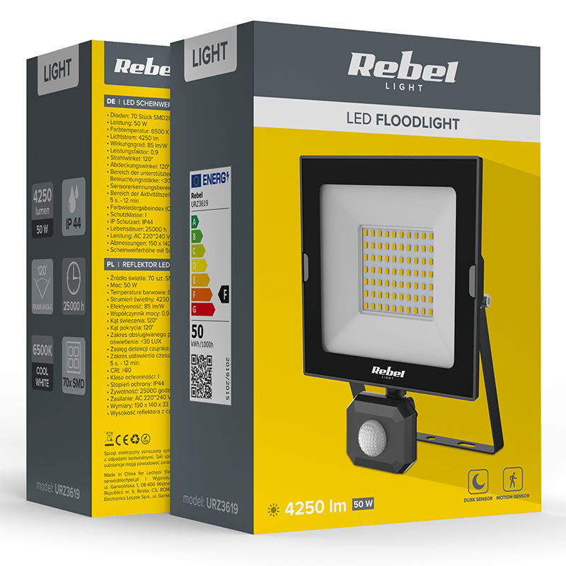 Reflector 6500k Senzor Miscare Rebel LED 50W