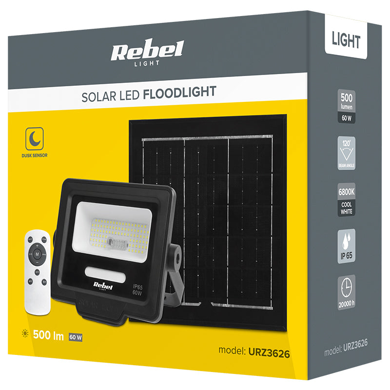 Reflector 6800 Panou Solar Telecomanda Rebel LED 60W cu baterie 4000 mAh