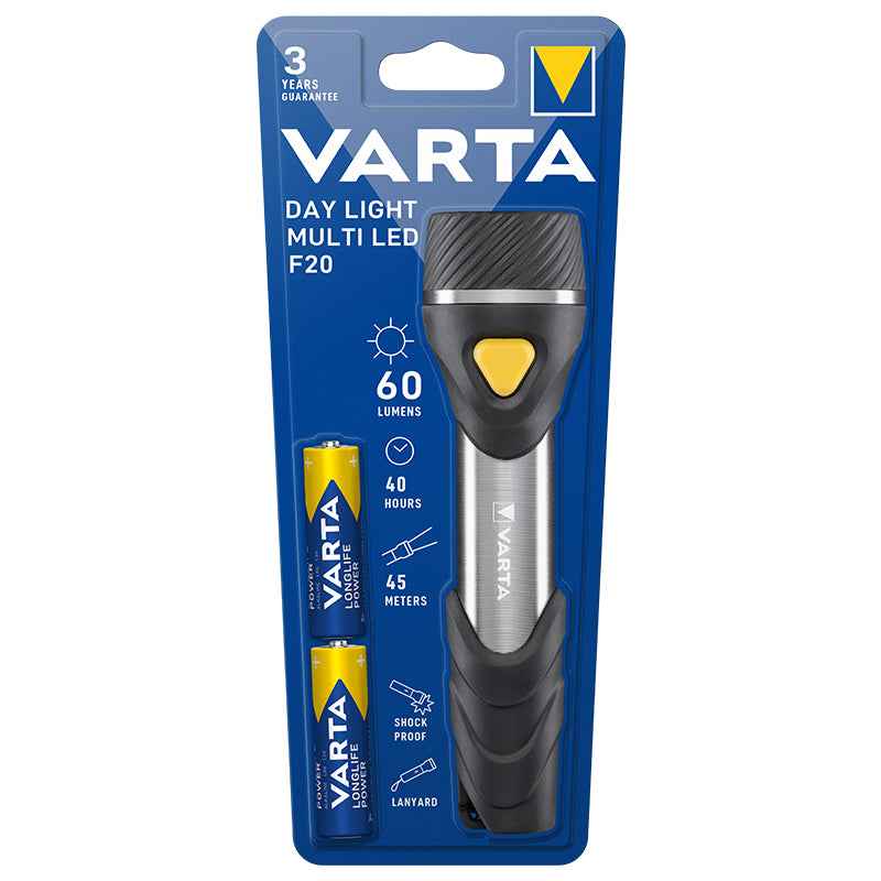 Lanterna LED Varta F20 Day Light, 40 lm, Raza 40 m, Autonomie 62 ore, 9 LED-uri