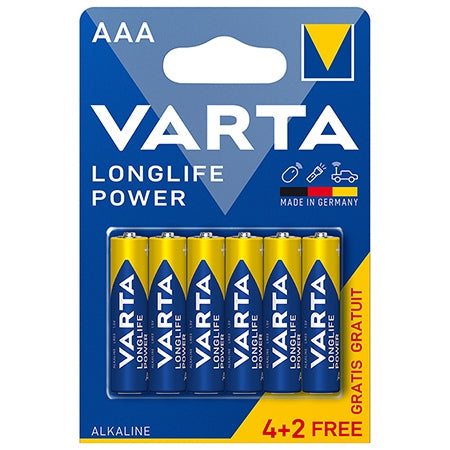 Baterie Alcalina Longlife Power Blister 6buc Varta Lr 03 cu baterie reincarcabila