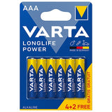 Baterie Alcalina Longlife Power Blister 6buc Varta Lr 03 cu baterie reincarcabila