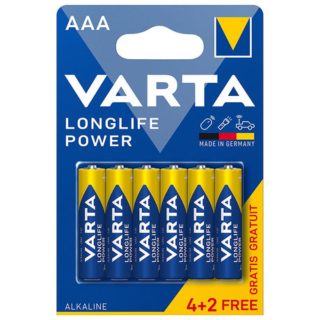 Baterie Alcalina Longlife Power Blister 6buc Varta Lr 03 cu baterie reincarcabila