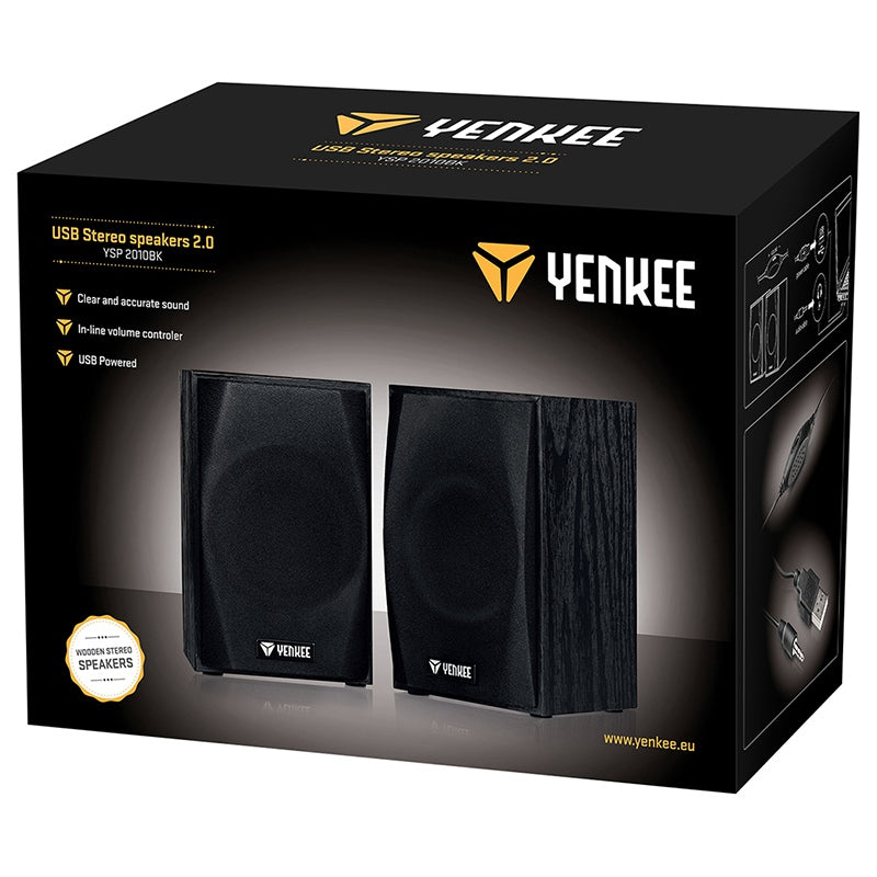 Boxe Stereo 2.0 Lemn Negru Yenkee Ysp 2010bk cu USB si Sunet Stereo