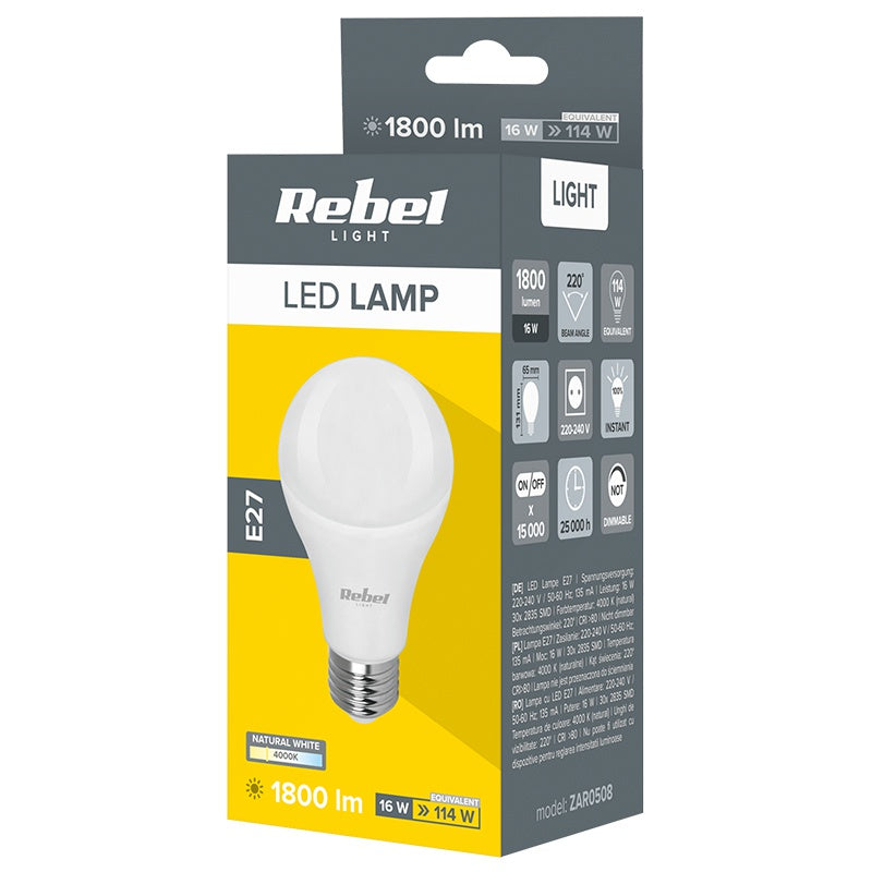 Bec LED E27 4000k Rebel a 65