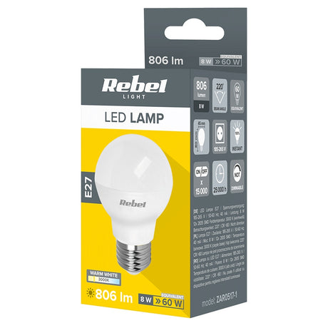Bec LED E27 3000k Rebel G 45