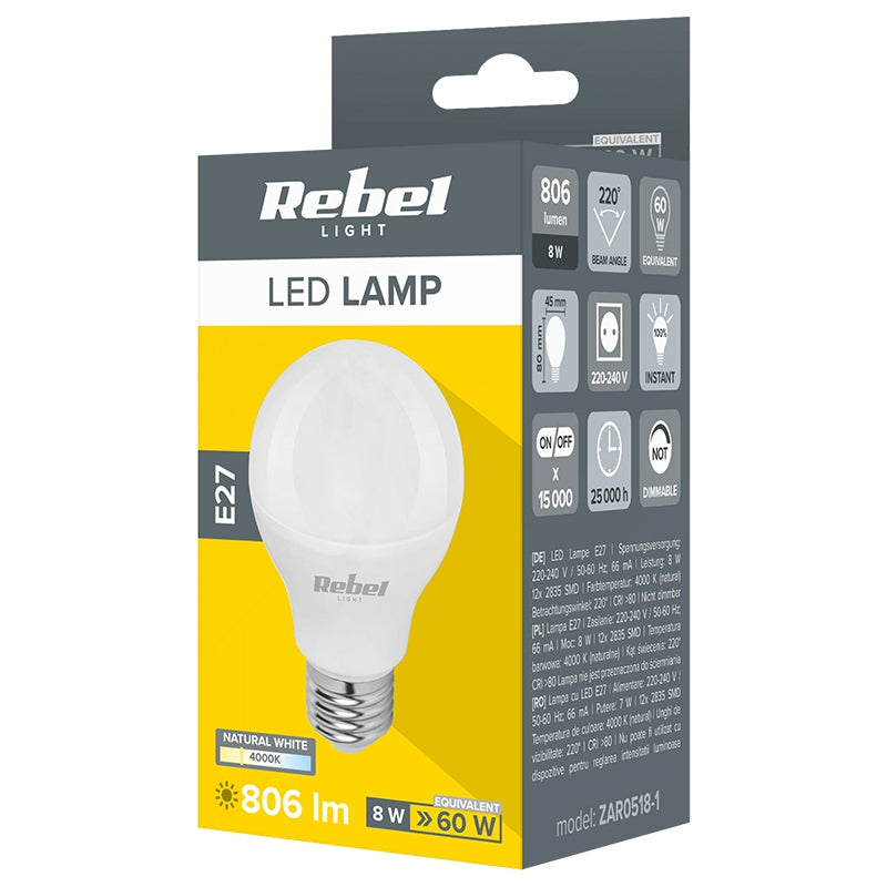 Bec LED E27 4000k Rebel G 45