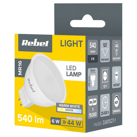 Bec LED 3000k Rebel Mr 16