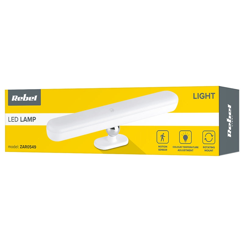 Lampa LED Rotativa Senzor Miscare Acumulator Rebel Zar 0549 cu baterie 800 mAh si USB