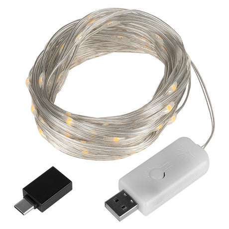 Decoratiune LED Alb Rebel Cald 10m cu USB