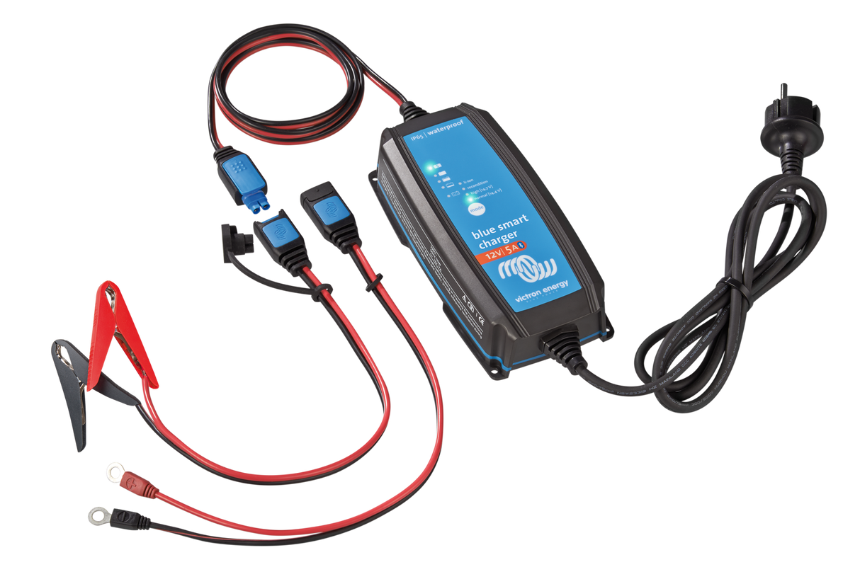 Victron Energy Blue Smart IP65 Smart Car Battery Charger 12V 5A, Trickle Charger for Car Battery and Desulfator for Motorcycle, ATV, RV, Lithium and Deep Cycle Batteries